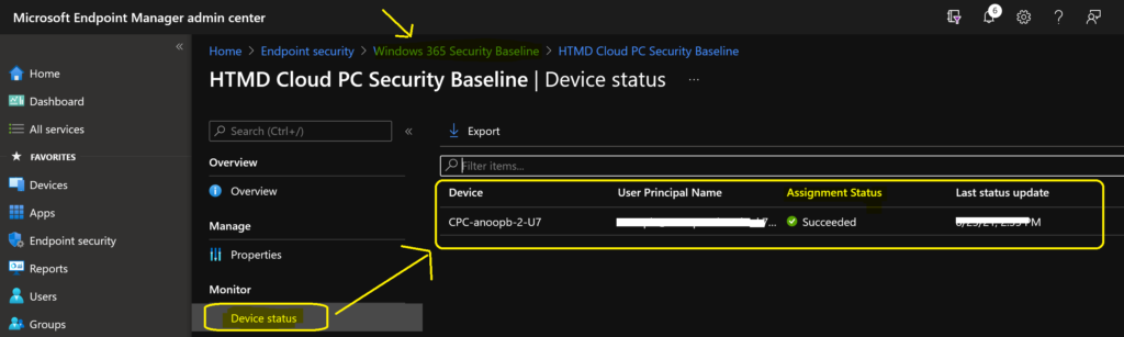 Deploy Windows 365 Security Baseline Policies to Cloud PCs