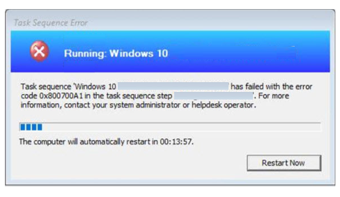 FIX: SCCM Task sequence has failed with the error code 0x800700A1