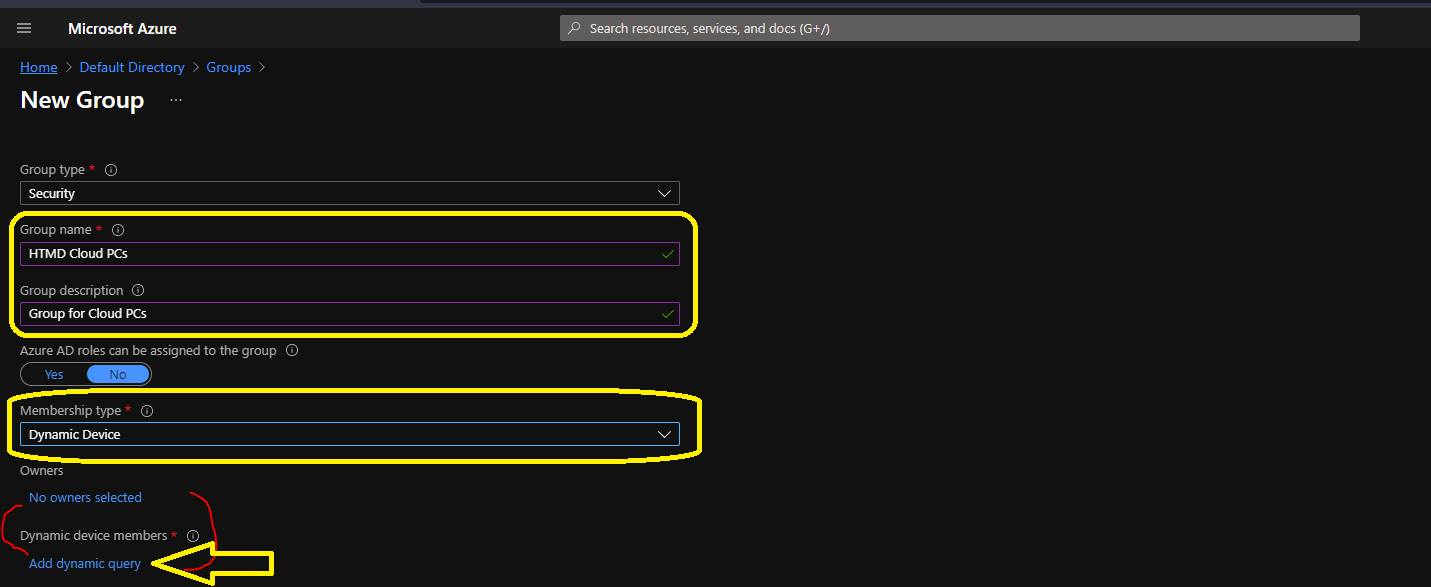 Create Cloud PC Azure AD Dynamic Device Group HTMD Blog