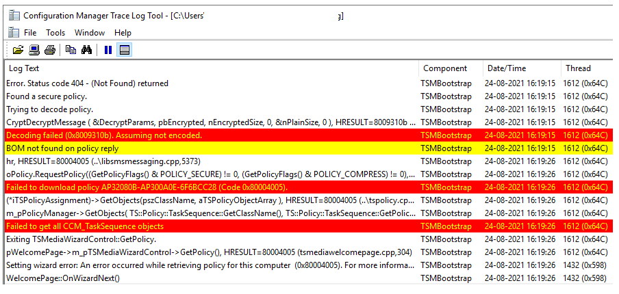 FIX: SCCM Task Sequence Error 0x80004005 Failed to Run