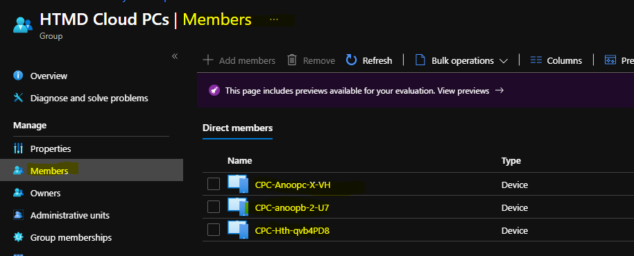 Create Cloud PC Azure AD Dynamic Device Group Options Concerns