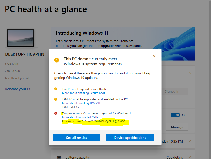 windows 11 system requirements check