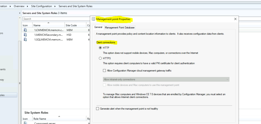 SCCM Upgrade resulting in MP issue