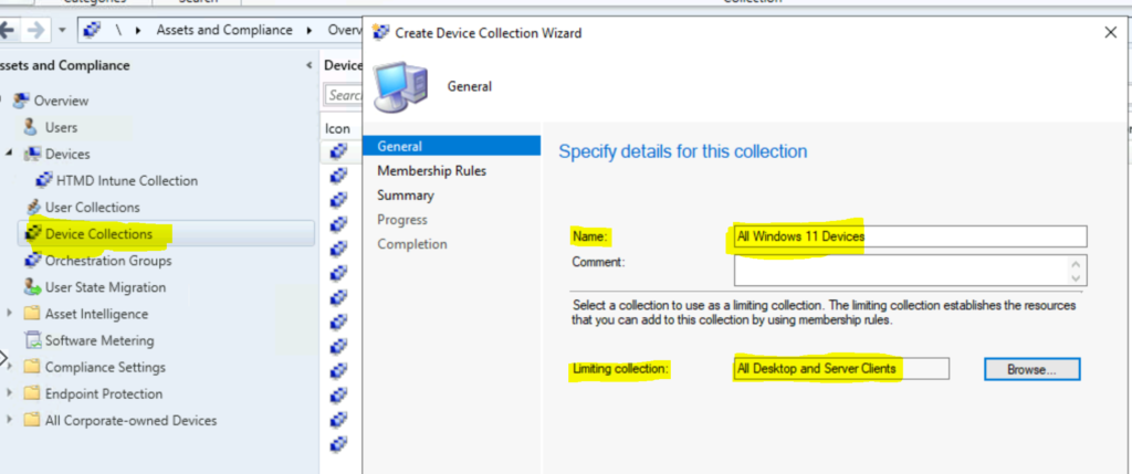 Create Windows 11 SCCM Device Collection Process ConfigMgr