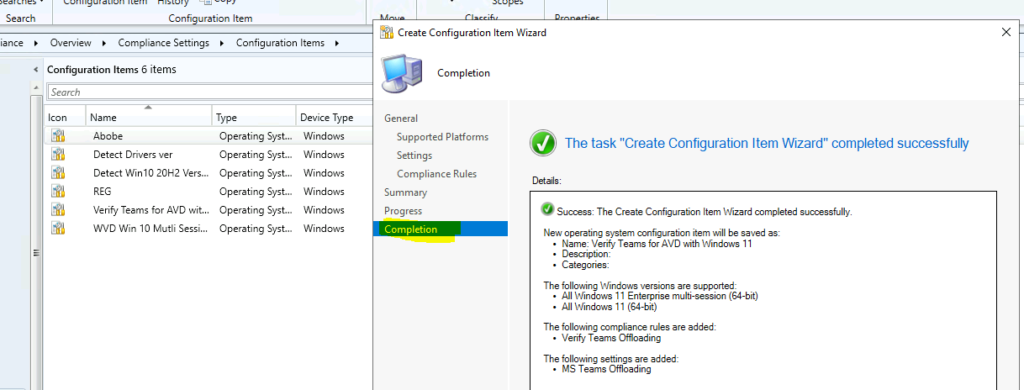 Verify Teams for AVD using SCCM Configuration Item with Windows 11 Operating System