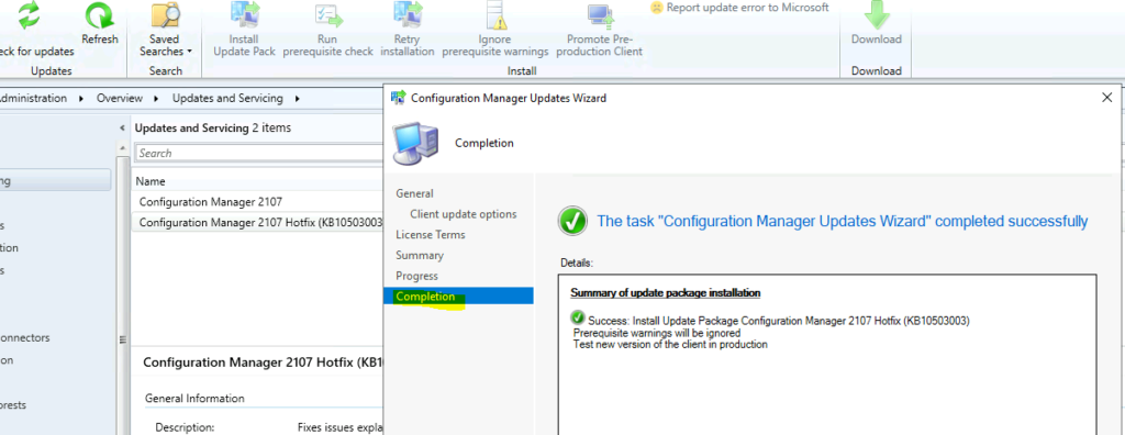 KB10503003 Hotfix Released for SCCM 2107 Early Ring