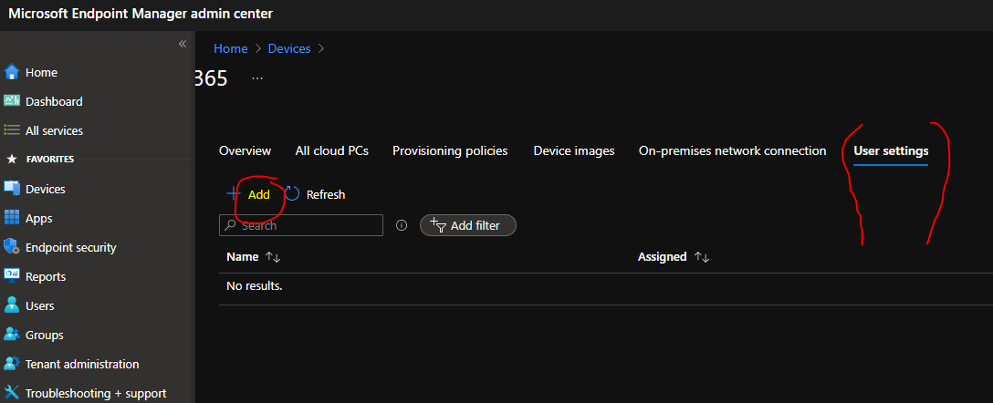 Windows 365 Cloud PC User Settings Policy To Provide Admin And Reset ...