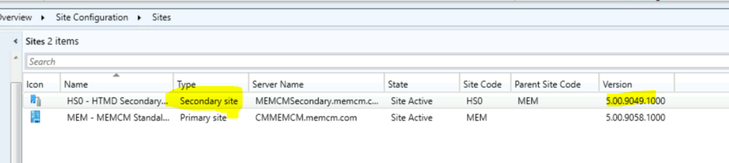 SCCM Secondary Server Upgrade to 2107 Version