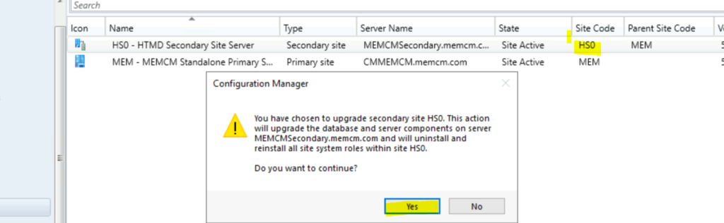 SCCM Secondary Server Upgrade to 2107 Version