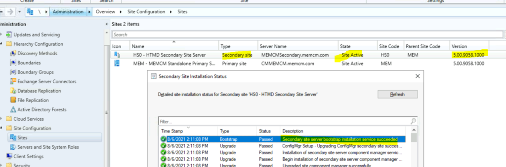 SCCM Secondary Server Upgrade to 2107 Version