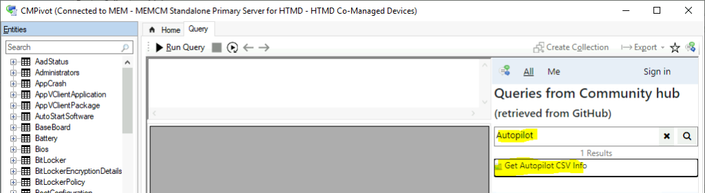 Collect Hardware Hash from SCCM for Autopilot