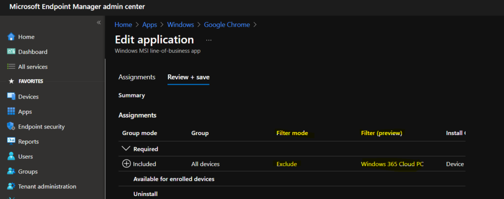 Create a Filter Rule for Windows 365 Cloud PCs using Intune