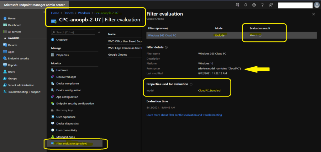 Create a Filter Rule for Windows 365 Cloud PCs using Intune