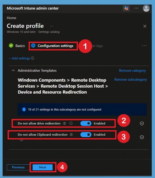 Manage Remote Desktop Clipboard and Drive Redirection Policies to Prevent Data Leakage using Intune- Fig.6