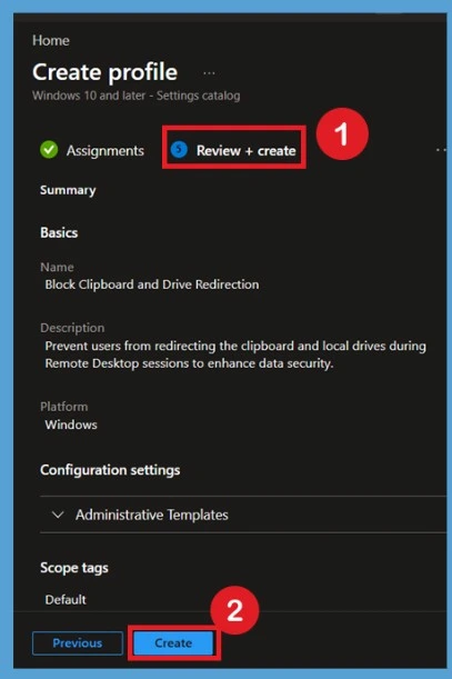 Manage Remote Desktop Clipboard and Drive Redirection Policies in Intune- Fig.9