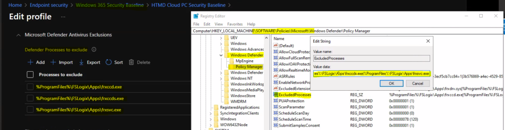 Troubleshoot Microsoft Defender Exclude Processes Issue