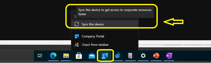Intune Manual sync from Windows PC Company portal app