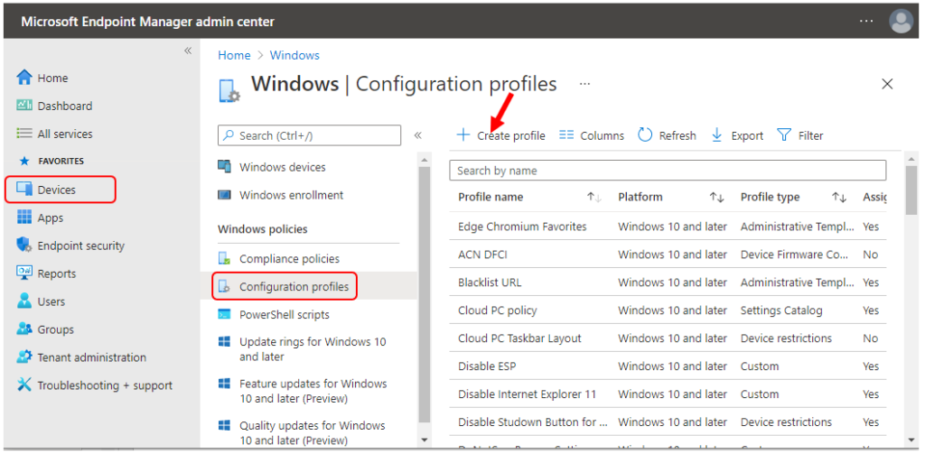 Intune Configuration Profiles – Create Profile Remove Recently Added Apps from Start Menu using Intune