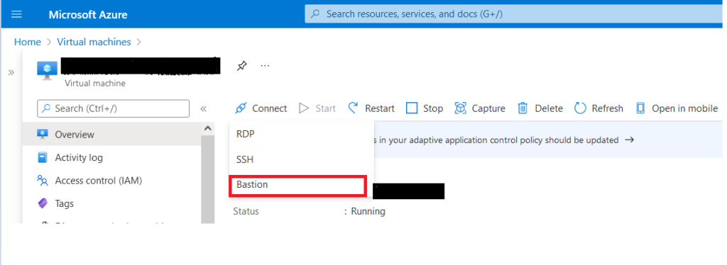 Step by Step Guide to Configure Azure Bastion Host 6 Azure Portal - Select Bastion from the dropdown