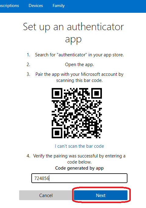 Set up Microsoft Authenticator app