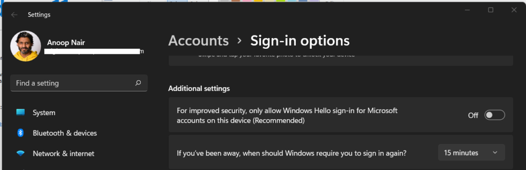 Windows 11 Sign-in Options under Power Menu on Start 1