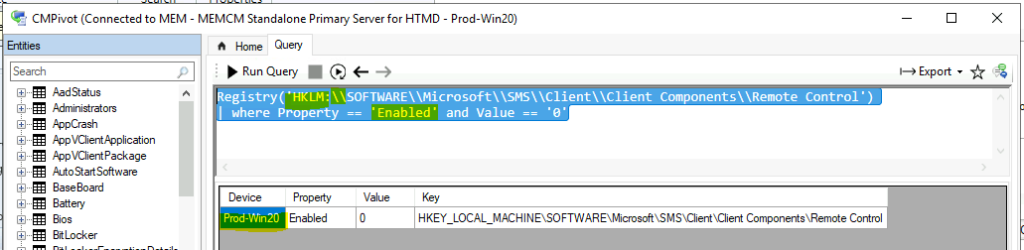 Quickly Check Registry Values using SCCM CMPivot Query 1