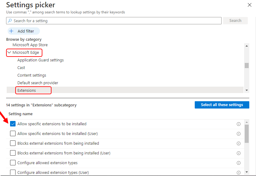 Settings Picker – Microsoft Edge | Extensions 