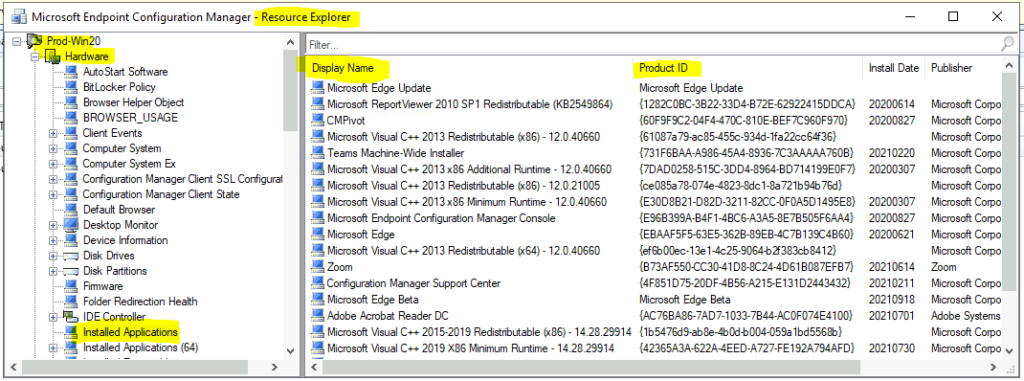 Hardware Inventory Details from Resource Explorer