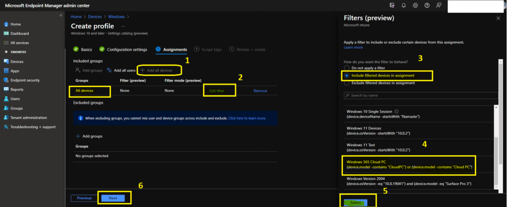 Summary of Cloud PC RDP Settings Policy