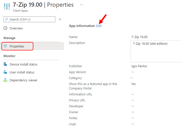 Application Properties - Configure Intune Company Portal Application IconEasy Steps to Configure Company Portal Icon of an Application