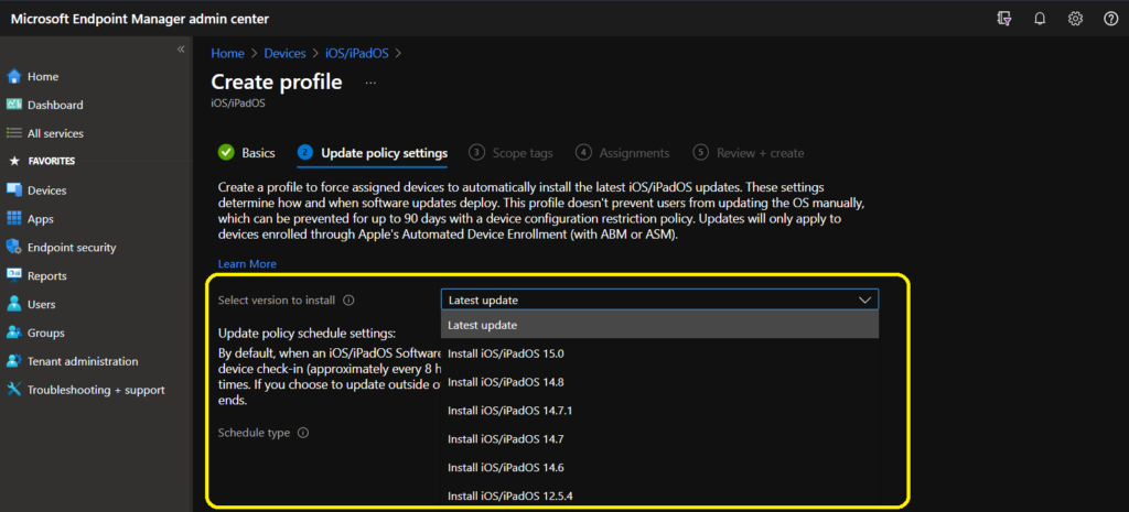 How to Schedule iOS Automatic Updates Using Intune Policies - Fig.1