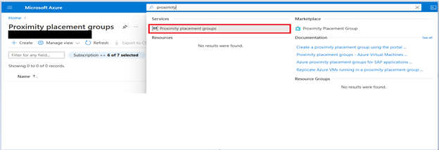 Select Proximity placement groups