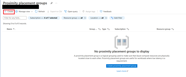 Create Proximity placement groups 