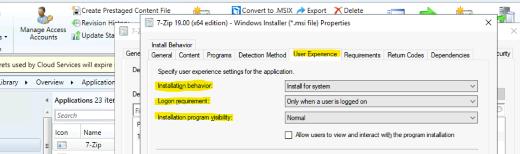 Define All Users or A User SCCM App Deployment Type