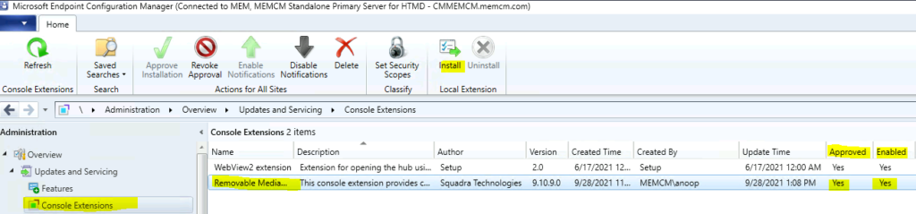 Install SCCM Console Extension using New Method