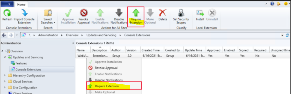 Require Installation of a console extension