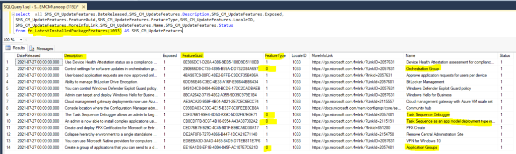 SQL Query to Find Out List of Features with SCCM Version - Create SQL Queries for SCCM