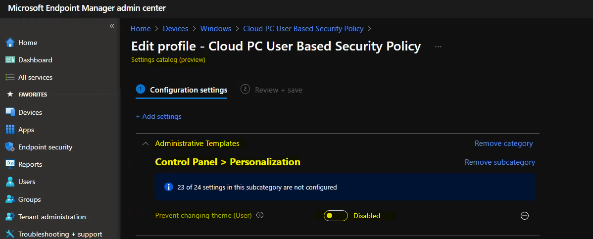 Intune User Policy Troubleshooting Tips For Prevent Changing Theme MEM ...