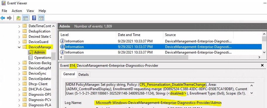  Intune Event Logs - Event ID 814 