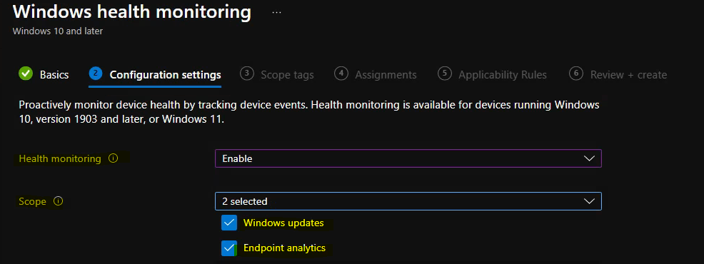 Create Intune Data Collection Policy - Windows Health Monitoring