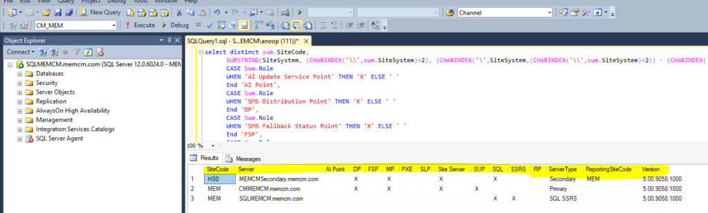 Download SQL Query for SCCM Server Infra Details Custom Report