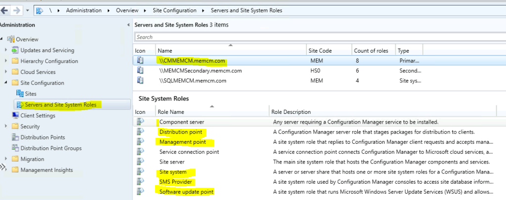 SCCM Server Details with Roles SQL Custom Report for DP MP SUP