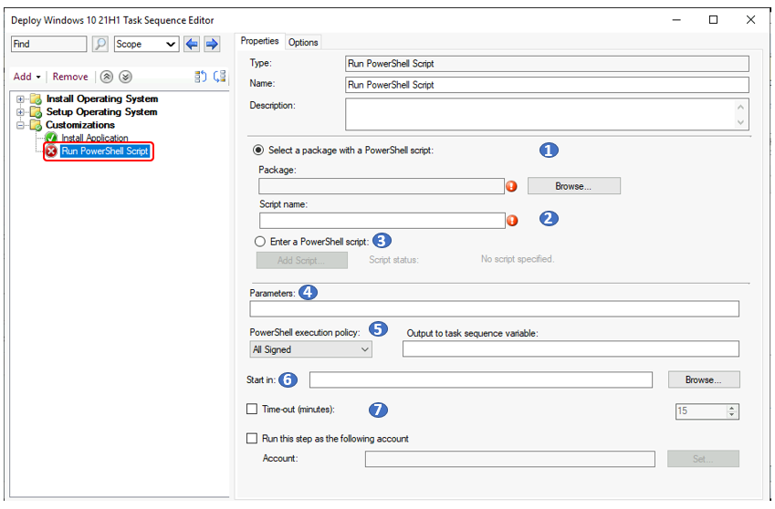 Add Run PowerShell Script Step to SCCM Task Sequence 1