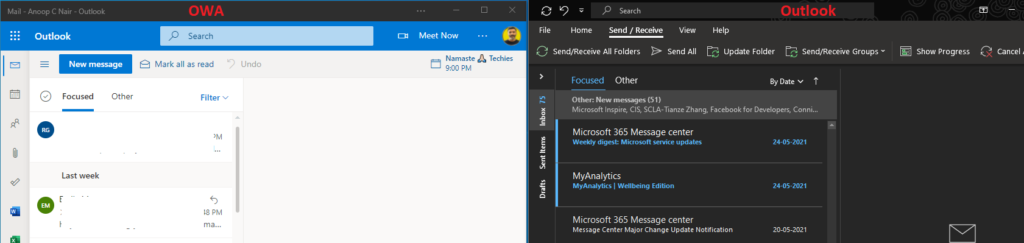Outlook Web App OWA instead of Outlook Desktop App 4 Months Experience