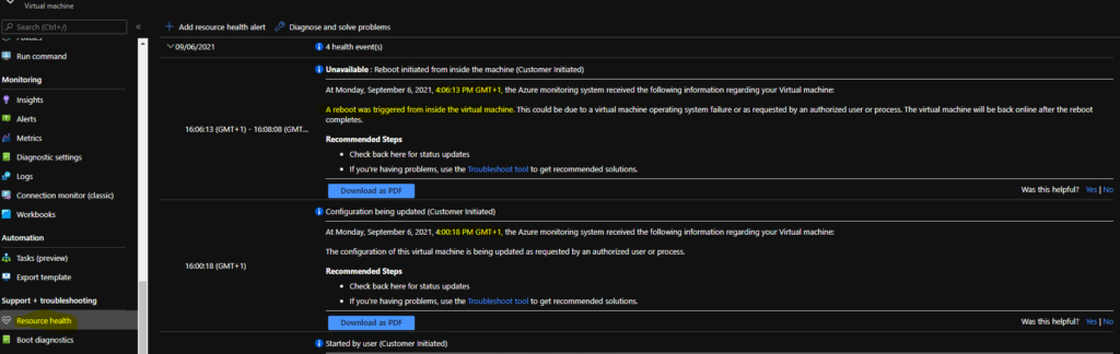 AVD VM Force Restart issue with reason code 0x80000000