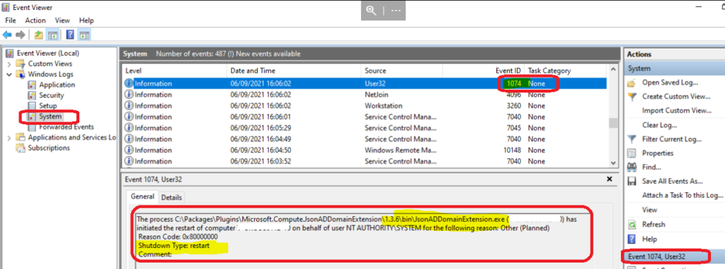 AVD VM Force Restart issue with reason code 0x80000000