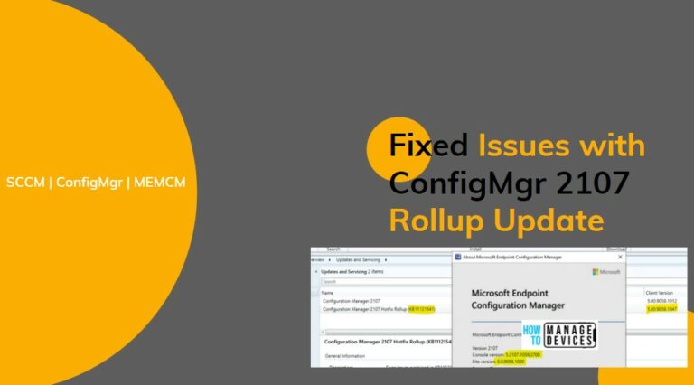 Fixed Issues with SCCM 2107 Rollup Update
