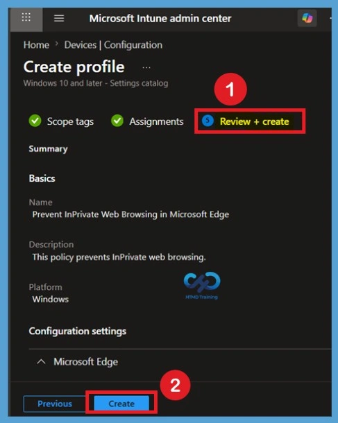 Prevent InPrivate Web Browsing in Microsoft Edge using Intune -Fig.9