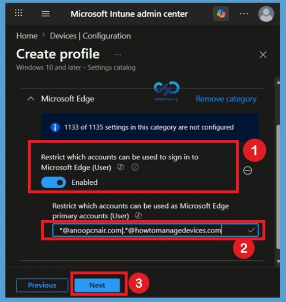 Configure Edge Sign-in Restrictions for Organizational Accounts using Intune Policy 7 Configure Edge Sign-in Restrictions for Organizational Accounts using Intune Policy - Fig.6