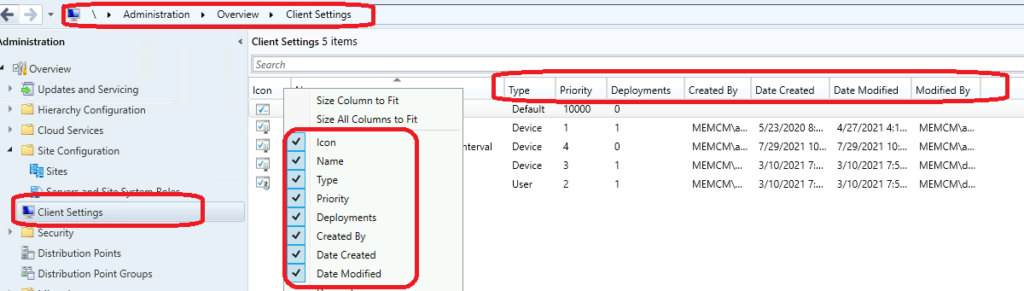 SCCM Client Settings Custom Report with Priority Details using SQL query